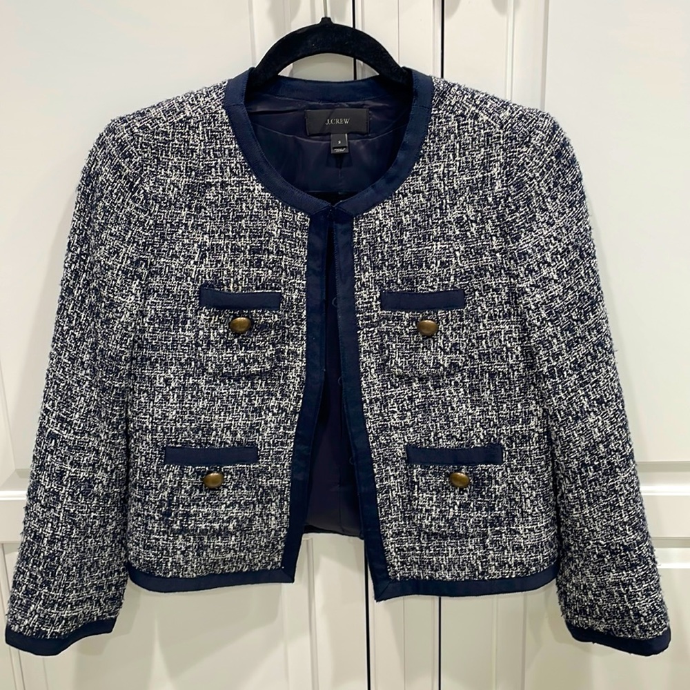 Lovely JCrew blazer blue and white small lightly used!